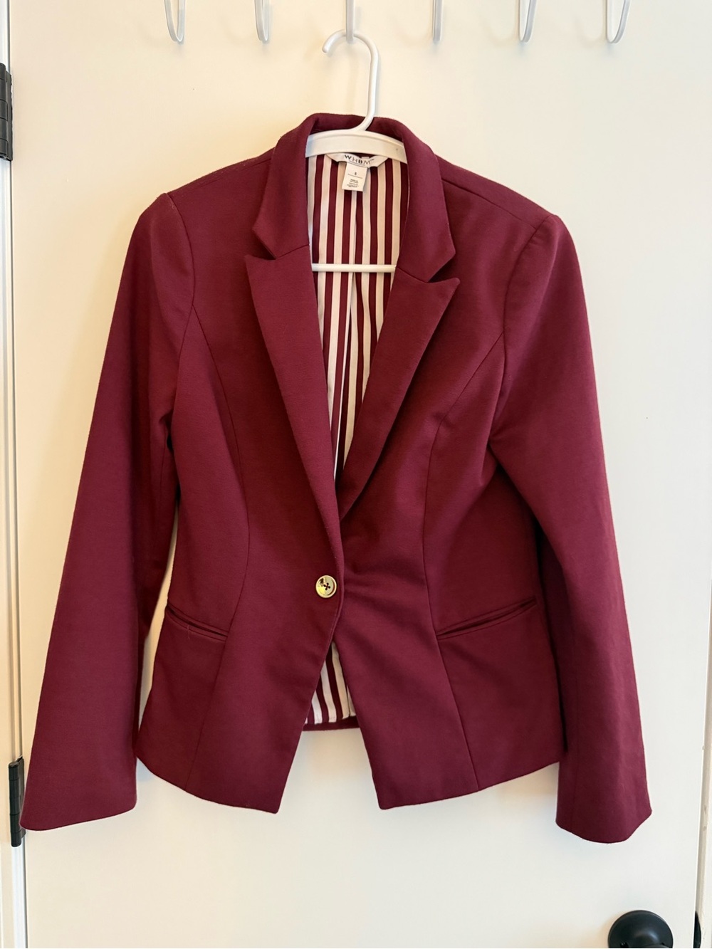 White House Black Market Wine Single-Button Ponte Blazer